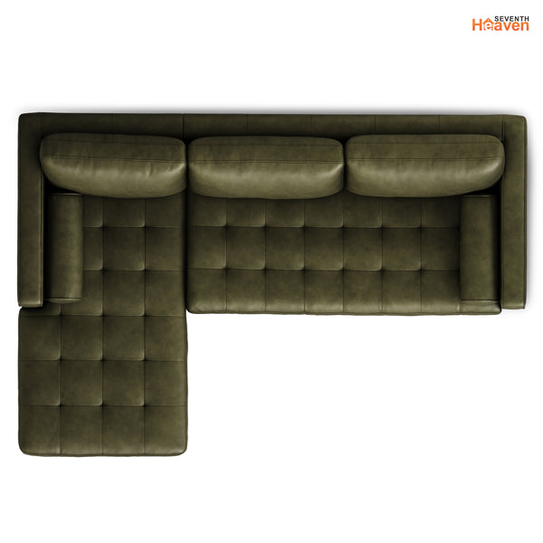 Vienna 6 Seater Sofa Left Corner - ( Leatherette Fabric - Green )