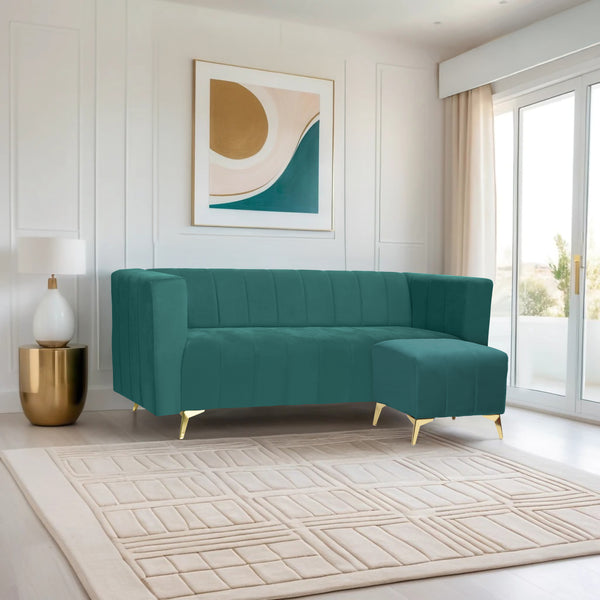 Tokyo Icon Ottoman 4 Seater Sofa - ( Plush Suede Fabric - Teal )