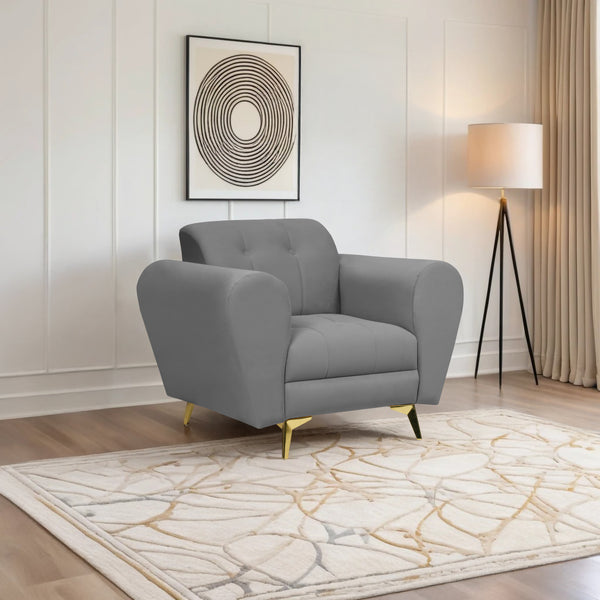 Milan Icon 1 Seater Sofa- ( Plush Suede Fabric- Grey )