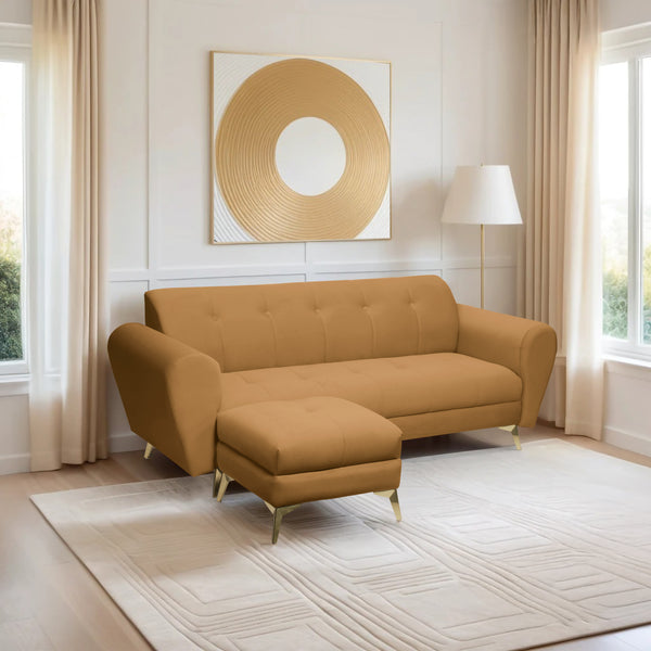 Milan Icon Ottoman 4 Seater Sofa - ( Plush Suede Fabric - Beige )
