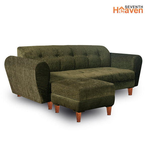 Milan 5 Seater with 2 Ottoman- ( Premium Molfino Fabric- Green )