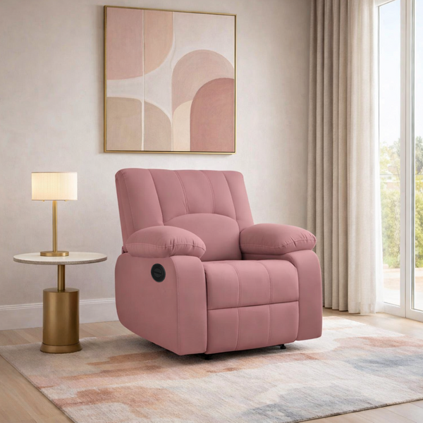 Phoenix Icon 1 Seater Motorise Recliner – ( DIY-Friendly, Plush Suede - Peach )
