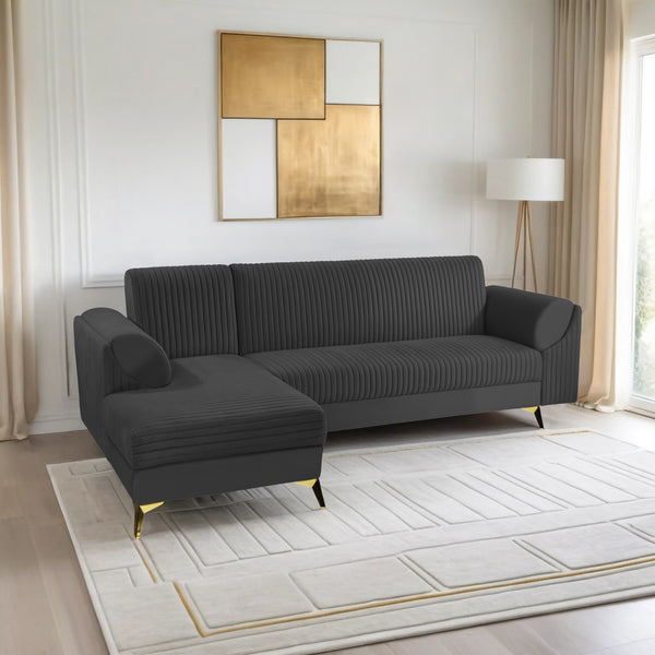 Venice 6 Seater Sofa Left Corner - ( Plush Suede Fabric - Black )