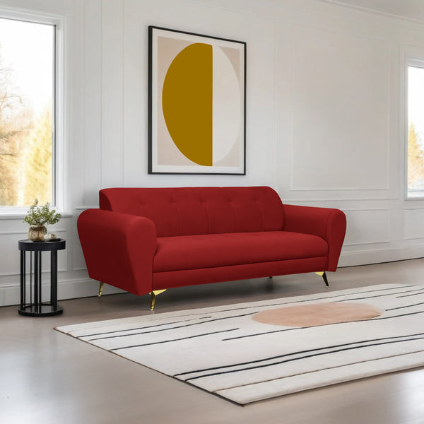 Milan Icon 3 Seater Sofa- ( Plush Suede Fabric- Maroon )