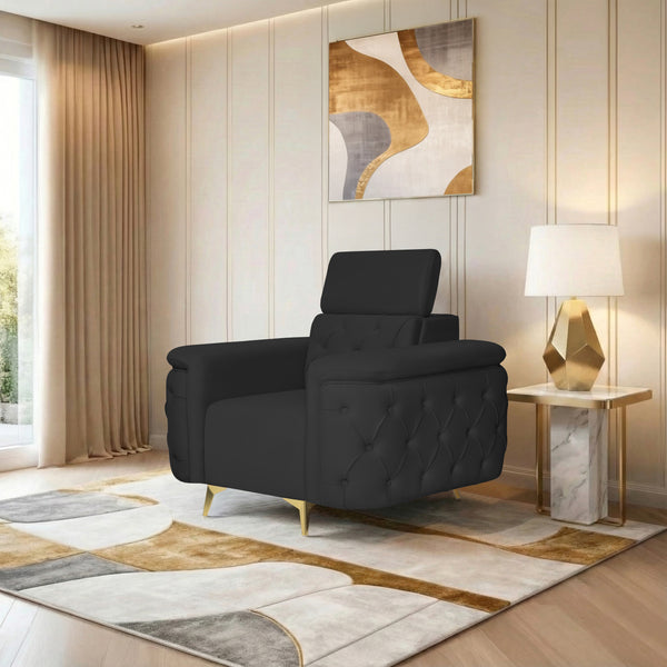 Rome 1 Seater Sofa- ( Plush Suede Fabric- Black )