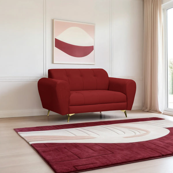 Milan Icon 2 Seater Sofa- ( Plush Suede Fabric-  Maroon )