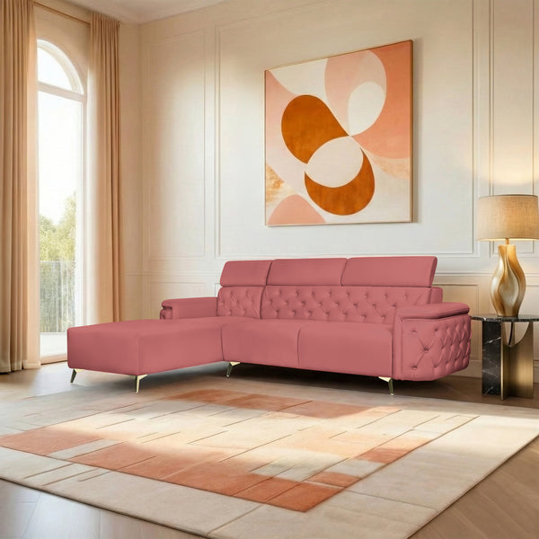 Rome 6 Seater Sofa Set Left Corner- ( Plush Suede - Peach )