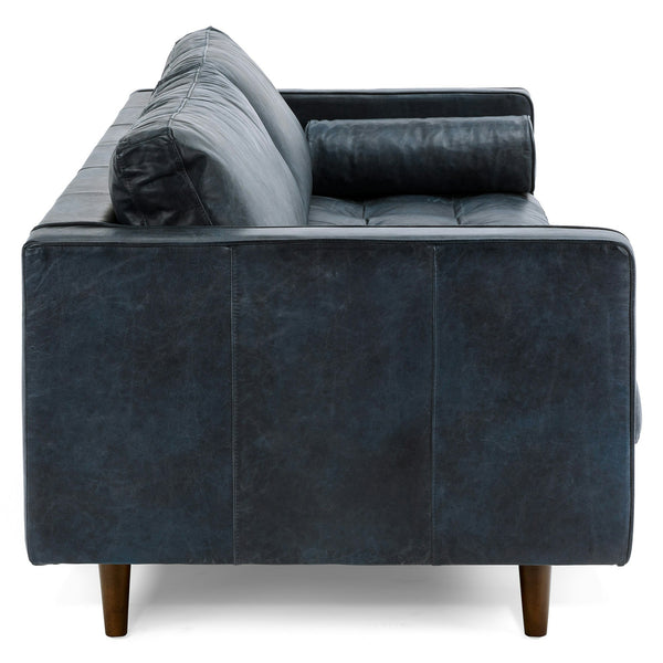 Vienna 3 Seater Sofa- ( Leatherette Fabric - Blue )