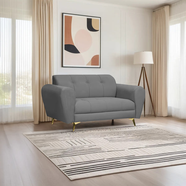 Milan Icon 2 Seater Sofa- ( Plush Suede Fabric- Grey )