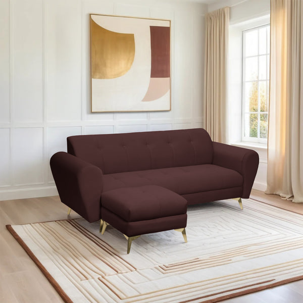 Milan Icon Ottoman 5 Seater Sofa - ( Plush Suede Fabric - Brown )