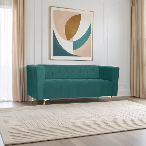Tokyo Icon 3 Seater Sofa- ( Plush Suede Fabric- Teal )
