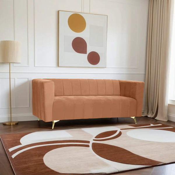 Tokyo Icon 3 Seater Sofa- ( Plush Suede Fabric- Beige )