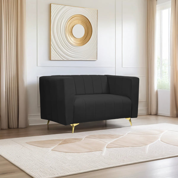 Tokyo Icon 2 Seater Sofa - ( Plush Suede Fabric - Black )