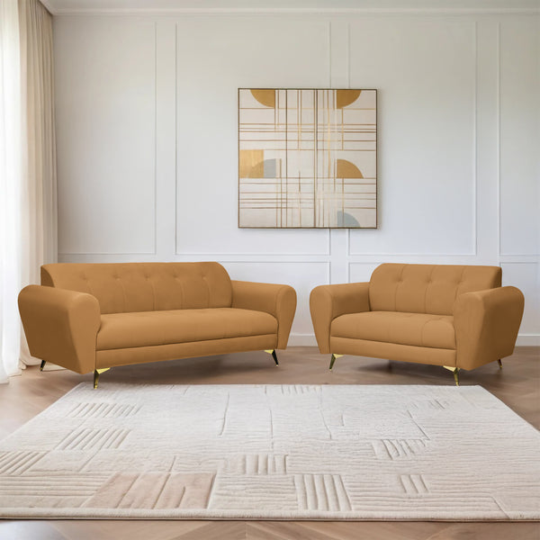 Milan Icon (3+2) Seater Sofa- ( Plush Suede Fabric - Beige)