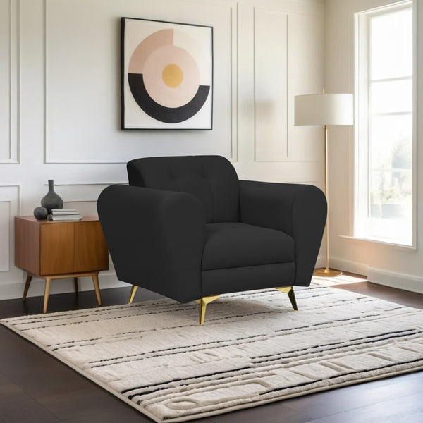 Milan Icon 1 Seater Sofa- ( Plush Suede Fabric- Black )