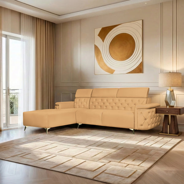 Rome 6 Seater Sofa Set Right Corner- ( Plush Suede - Beige )