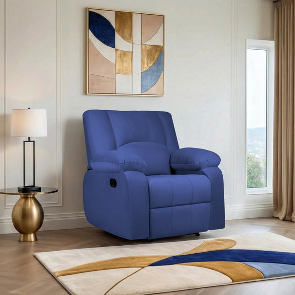 Phoenix Icon 1 Seater Recliner – ( Spacious, Luxurious & DIY-Friendly, Plush Suede - Navy Blue )