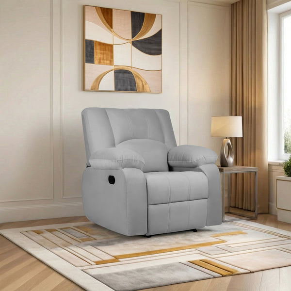 Phoenix Icon 1 Seater Recliner – ( Spacious, Luxurious & DIY-Friendly, Plush Suede - Grey )