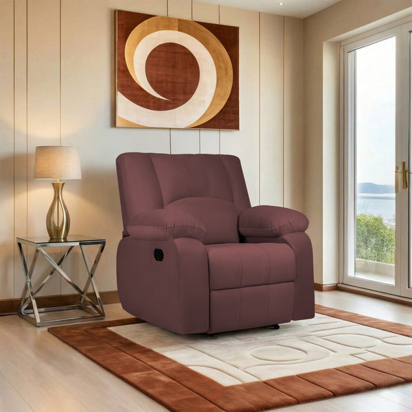 Phoenix Icon 1 Seater Recliner – ( Spacious, Luxurious & DIY-Friendly, Plush Suede - Brown )