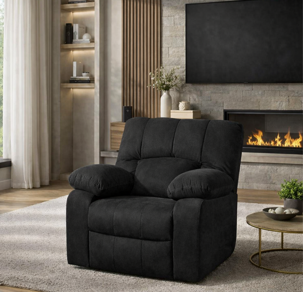 Phoenix Icon 1 Seater Motorise Recliner – ( DIY-Friendly, Plush Suede - Black )