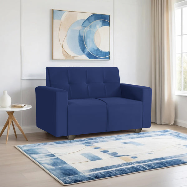 London 2 Seater Sofa- ( Plush Suede Fabric- Blue )