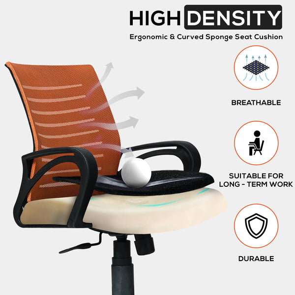 Bolt Mid-Back Office Chair – Ergonomic, Durable & Versatile ( Orange )