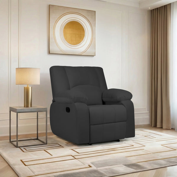 Phoenix Icon 1 Seater Recliner – ( Spacious, Luxurious & DIY-Friendly, Plush Suede - Black )