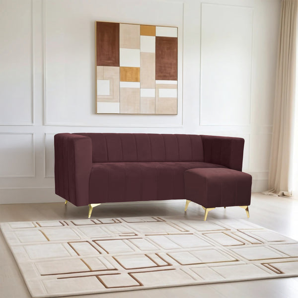 Tokyo Icon Ottoman 4 Seater Sofa - ( Plush Suede Fabric - Brown )