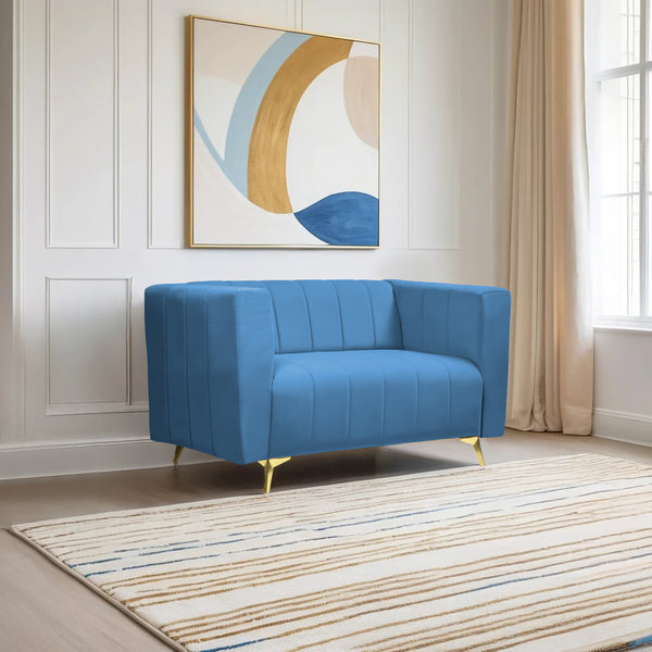 Tokyo Icon 2 Seater Sofa - ( Plush Suede Fabric - Sky Blue )