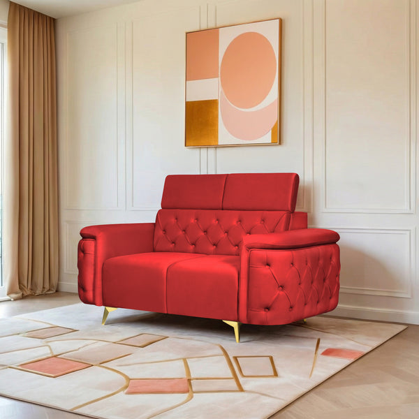 Rome 2 Seater Sofa- ( Plush Suede Fabric- Maroon )