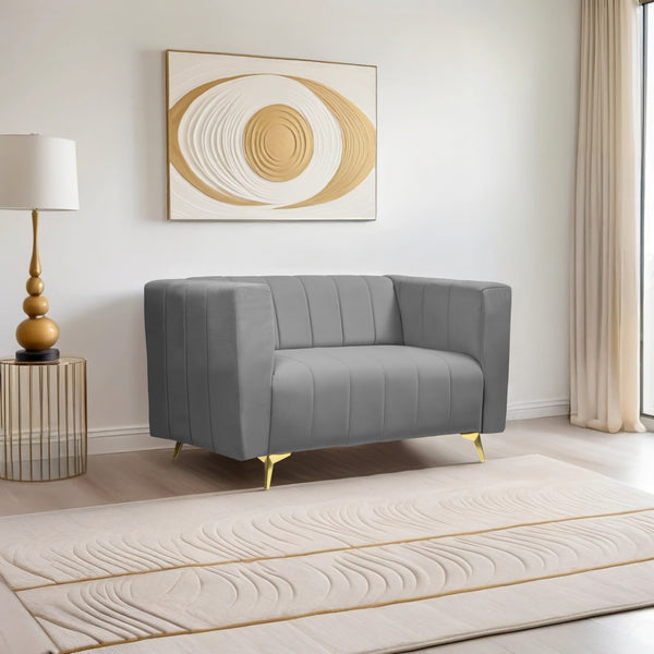 Tokyo Icon 2 Seater Sofa - ( Plush Suede Fabric - Grey )