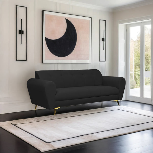 Milan Icon 3 Seater Sofa- ( Plush Suede Fabric- Black )