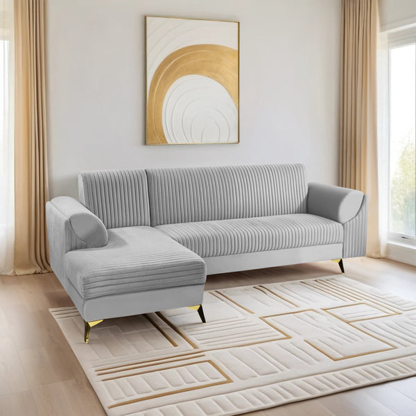 Venice 6 Seater Sofa Right Corner - ( Plush Suede Fabric - Grey )