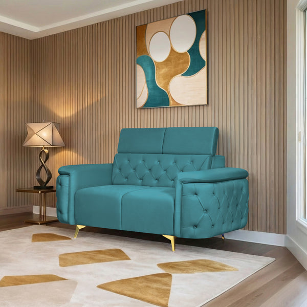 Rome 2 Seater Sofa- ( Plush Suede Fabric- Teal )