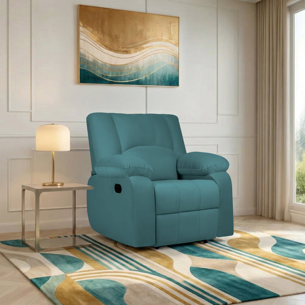 Phoenix Icon 1 Seater Recliner – ( Spacious, Luxurious & DIY-Friendly, Plush Suede - Teal )