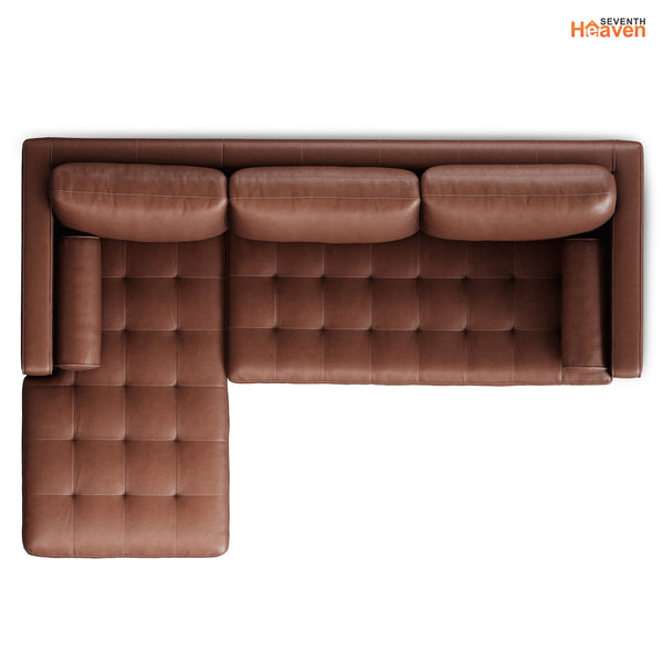 Vienna 6 Seater Sofa Left Corner - ( Leatherette Fabric - Taos Brown )