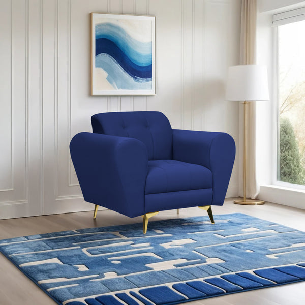 Milan Icon 1 Seater Sofa- ( Plush Suede Fabric- Blue )