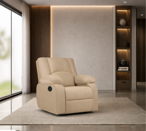 Phoenix Icon 1 Seater Motorise Recliner – ( DIY-Friendly, Plush Suede - Beige )