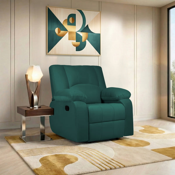 Phoenix Icon 1 Seater Recliner – ( Spacious, Luxurious & DIY-Friendly, Plush Suede - Green )