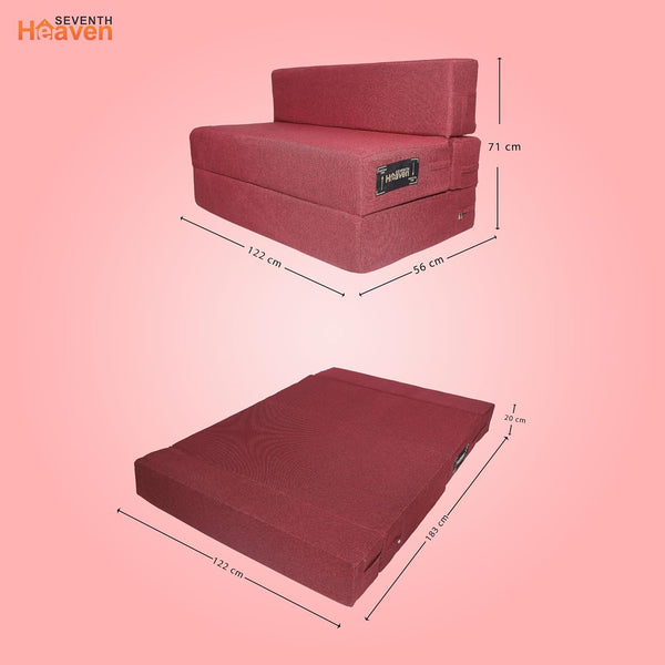 Rejoice Sofa Cum Bed - 2 Seater,  ( Jute Fabric, Maroon )