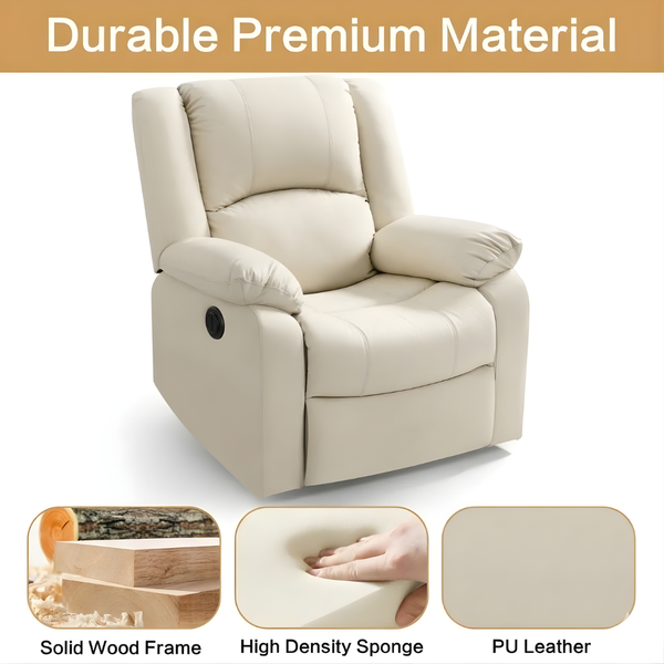 Phoenix 1 Seater Motorised Recliner – ( Spacious, Luxurious & DIY-Friendly - Beige )