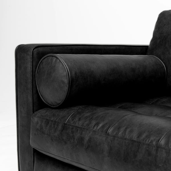 Vienna 1 Seater Sofa- ( Leatherette Fabric - Black )