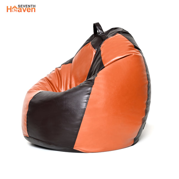 Seventh Heaven 4XL Filled Bean Bag with Cushion & Footrest ( Premium Leatherite - Brown & Tan )