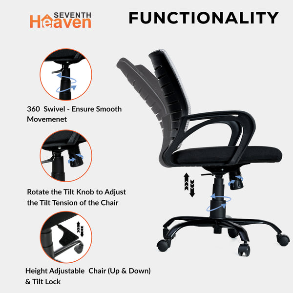 Blaze Mid-Back Office Chair – Ergonomic, Durable & Versatile (Grey)