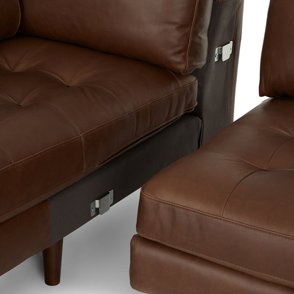 Vienna 6 Seater Sofa Right Corner - ( Leatherette Fabric - Brown )