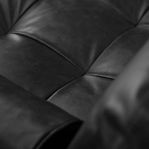 Vienna 6 Seater Sofa Right Corner - ( Leatherette Fabric - Black )