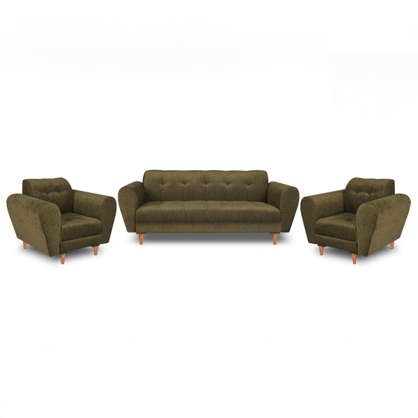 Milan (3+1+1) Seater Sofa - ( Premium Molfino Fabric- Green )