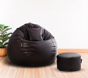 Seventh Heaven 4XL Bean Bag Cover with Footrest & Cushion ( Premium Leatherite - Brown )