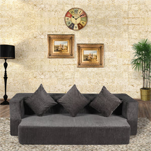 Flipper X Sofa Cum Bed (Memory Foam)- 3 Seater, Plain Cushions ( Premium Molfino Fabric- Dark Grey )