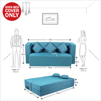 cover of blue jute fabric flipperx sofa cum bed